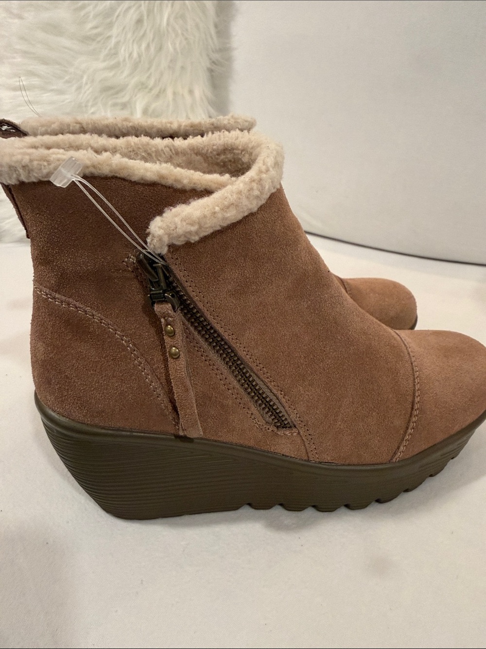 Sketchers Side zip Booties- Parallel- Brown